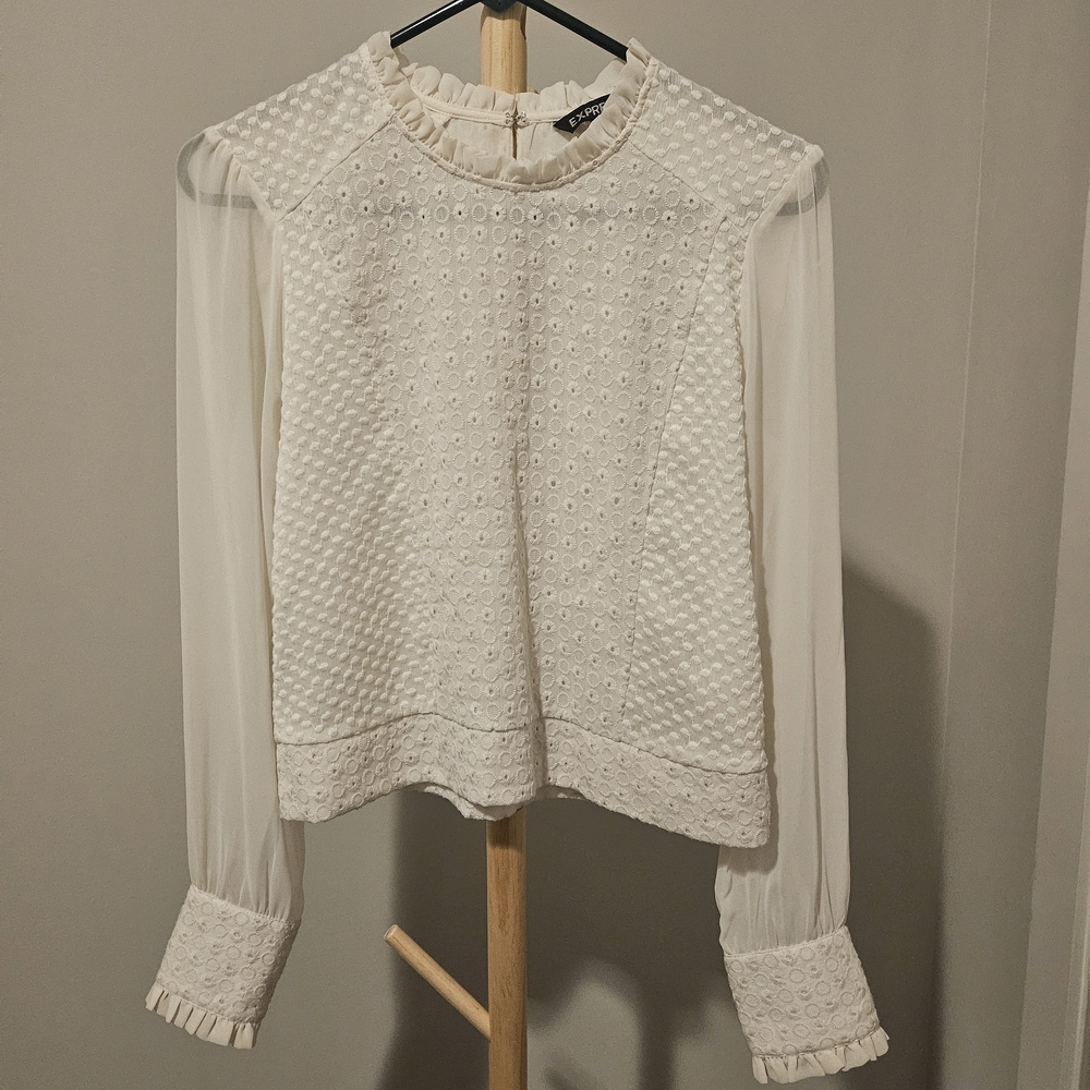 Express Ivory Textured Blouse, Small